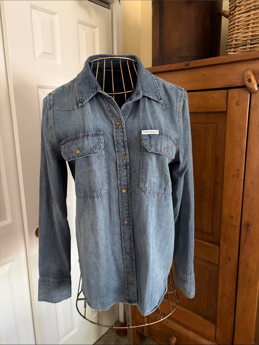 VINTAGE 90s Snap Front Denim Shirt